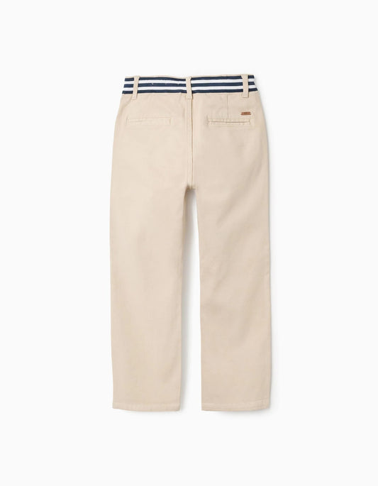 Pantalon Twill Beige Con Detalle En La Pretina - vista 2