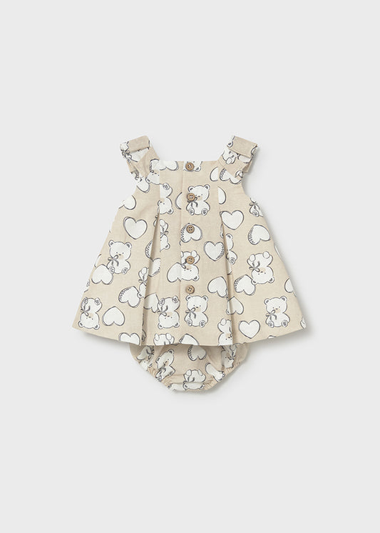 Vestido Lino Estampado Osos - Trigo - vista 2