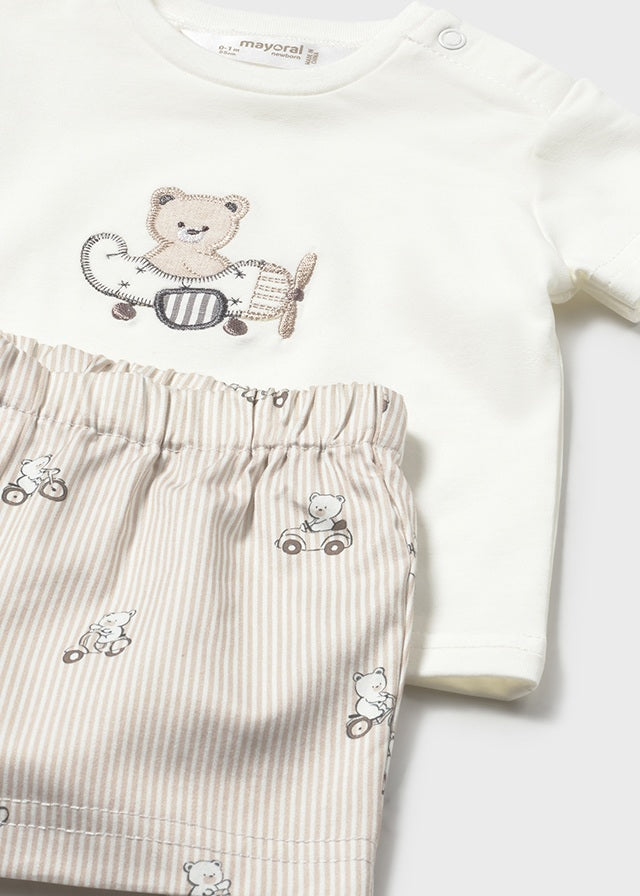 Conjunto 2 Piezas Osos Bermuda Rayas - Camel - vista 4