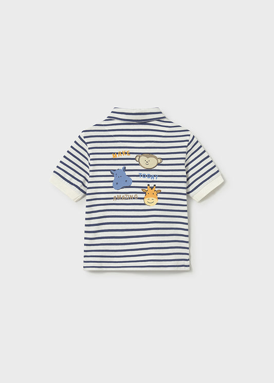 Camiseta Polo Animales Rayas Azul - Blanco - vista 2