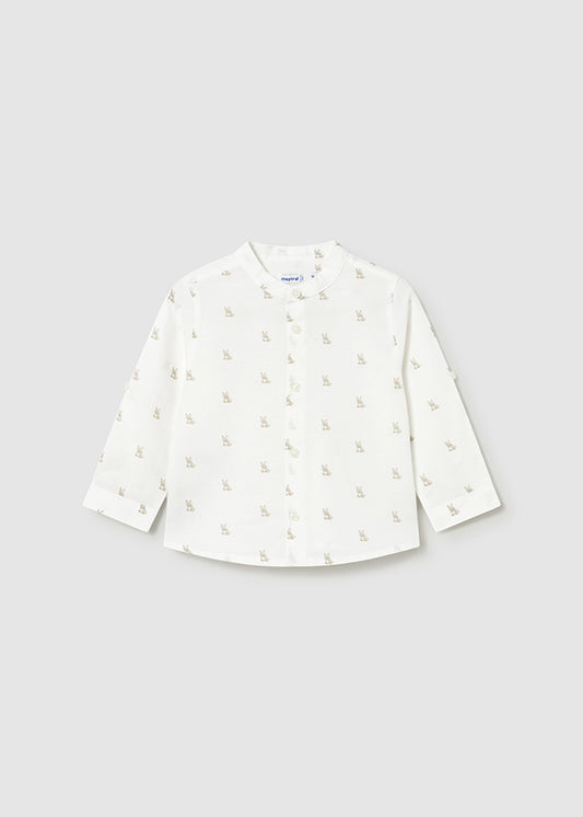 Camisa M/l Lino Estampado Perritos - Beige - vista 2