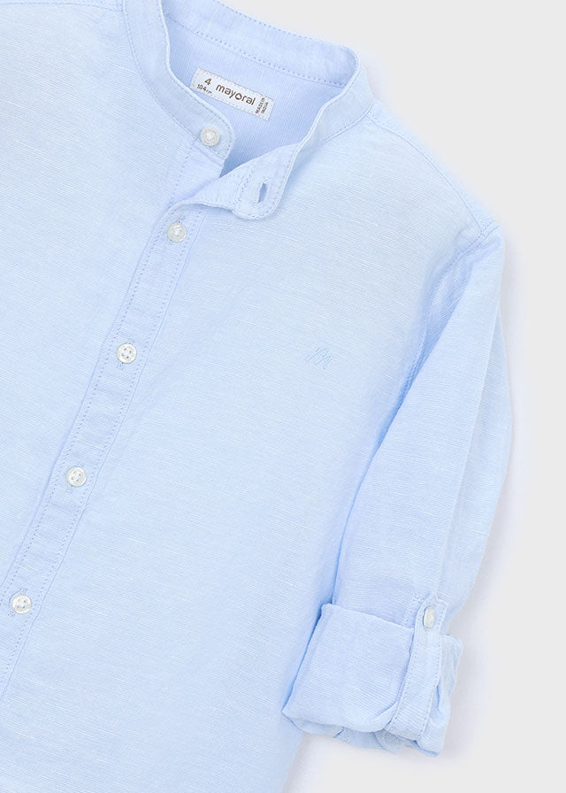 Camisa M/l Cuello Nerú Lino - Celeste - vista 4