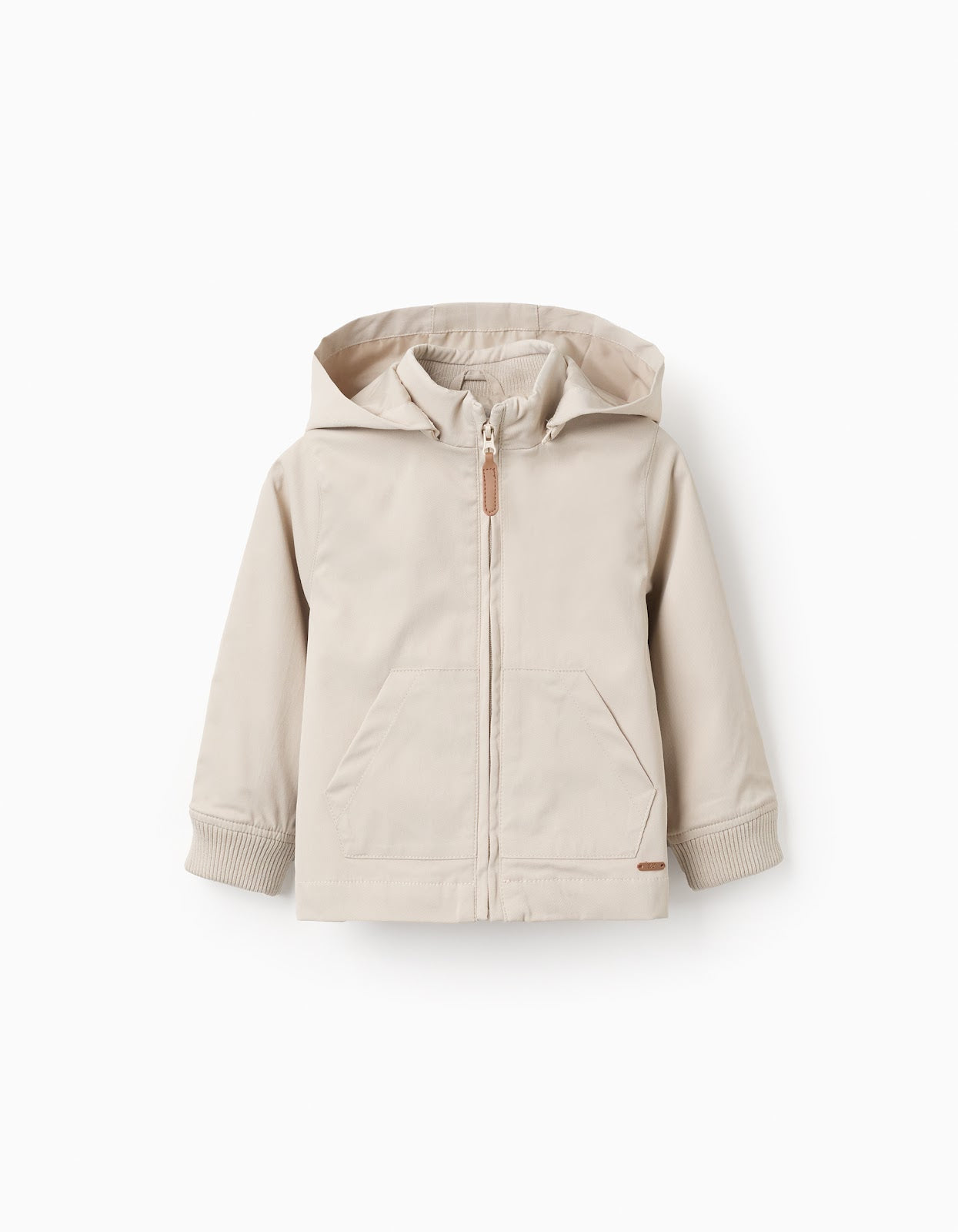 Chaqueta Con Cierre De Cremallera, Capota Removible - Beige
