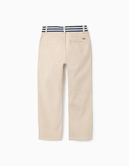 Pantalon Twill Beige Con Detalle En La Pretina - vista 2