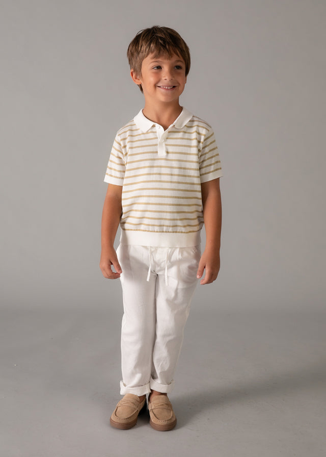 Camiseta Tejida Rayas M/c - Crudo-mocca - vista 3