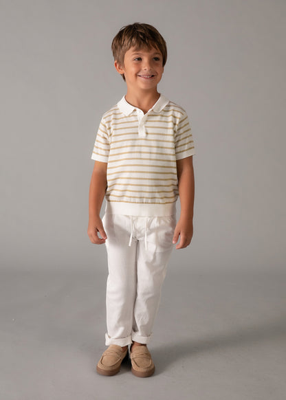 Camiseta Tejida Rayas M/c - Crudo-mocca - vista 3