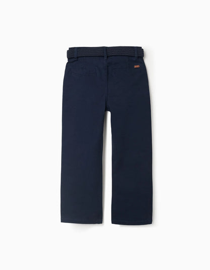 Pantalon Twill Azul Oscuro Con Cinturon - vista 2