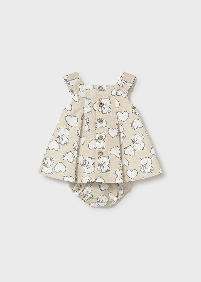 Vestido Lino Estampado Osos - Trigo - vista 2