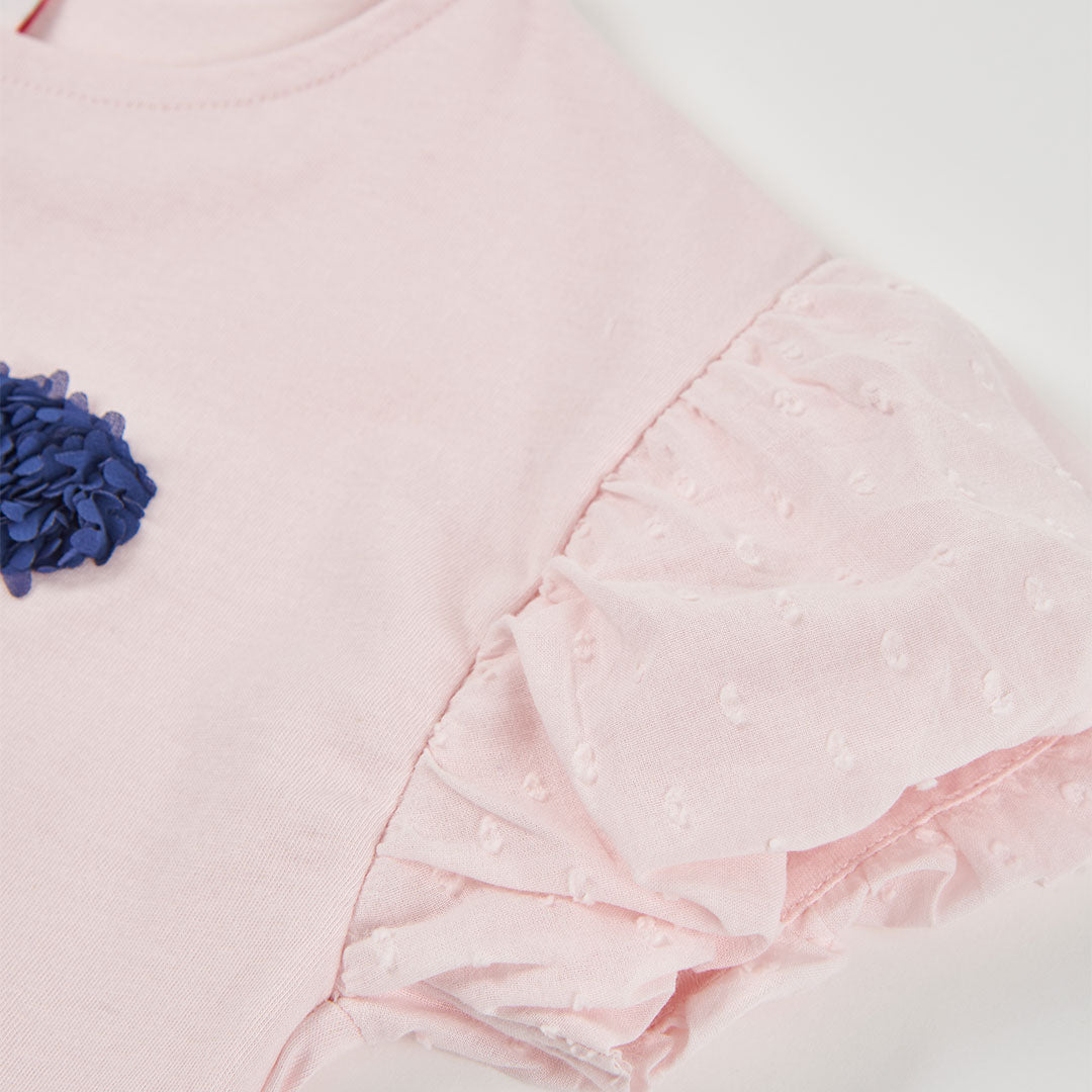Camiseta Punto Bordado Flores En Relieve