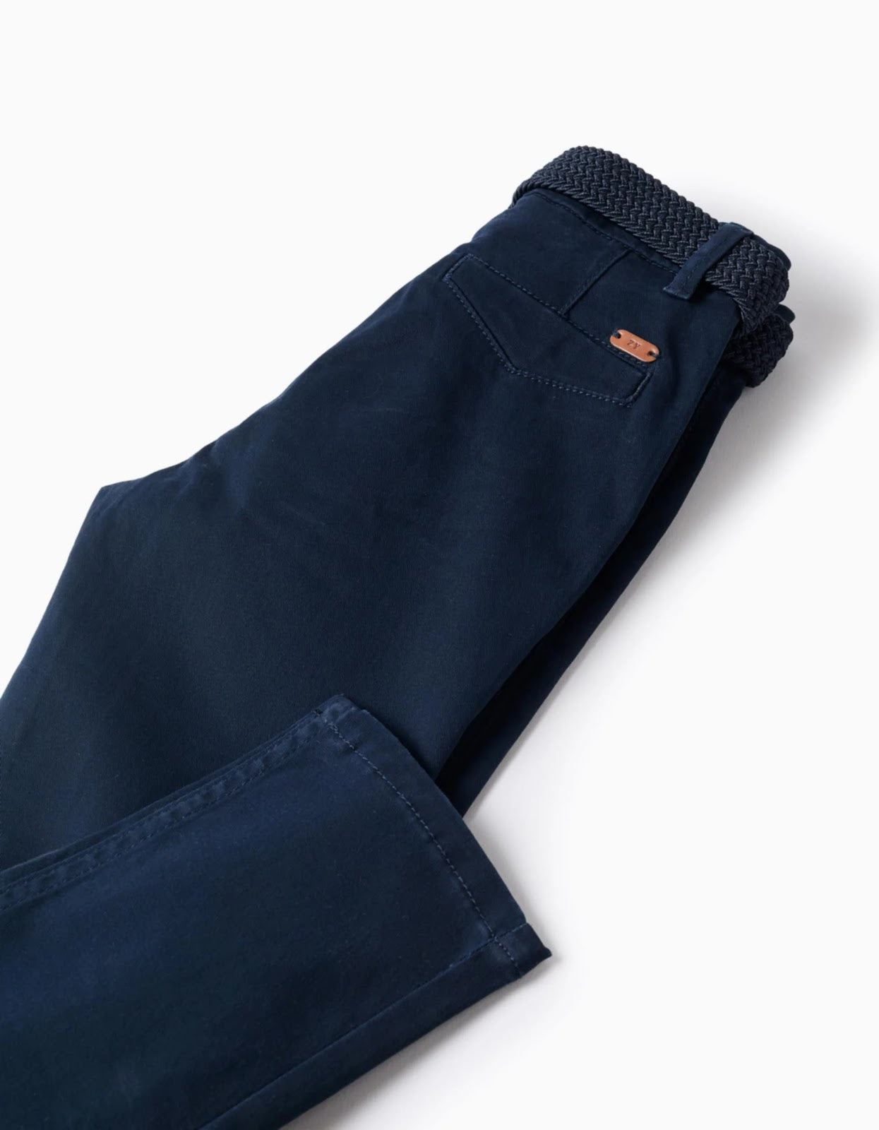 Pantalon Twill Azul Oscuro Con Cinturon - vista 4