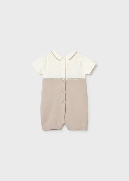Mameluco Cuello Polo Tejido Combinado - Beige - vista 2