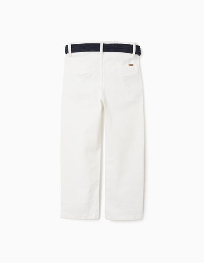 Pantalon Twill Blanco Con Cinturon - vista 2