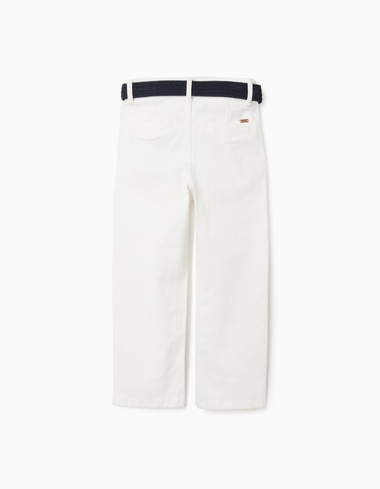 Pantalon Twill Blanco Con Cinturon - vista 2