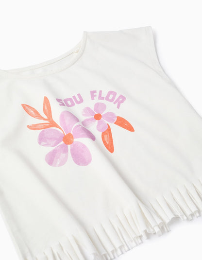 Camiseta Flecos, Estampado Flores - vista 3