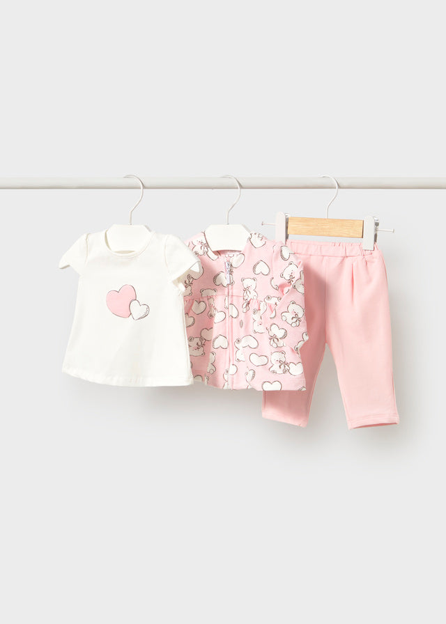 Conjunto 3 Piezas Flores - Rosa baby