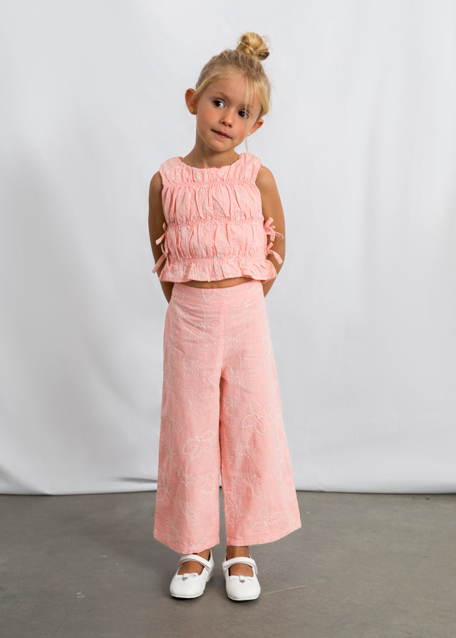 Conjunto Pantalon Largo Bordado - Salmon