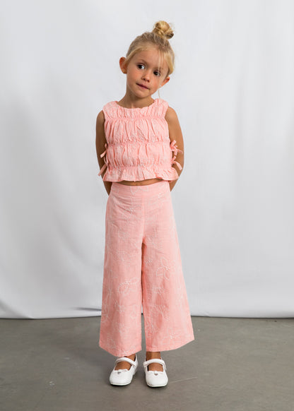 Conjunto Pantalon Largo Bordado - Salmon