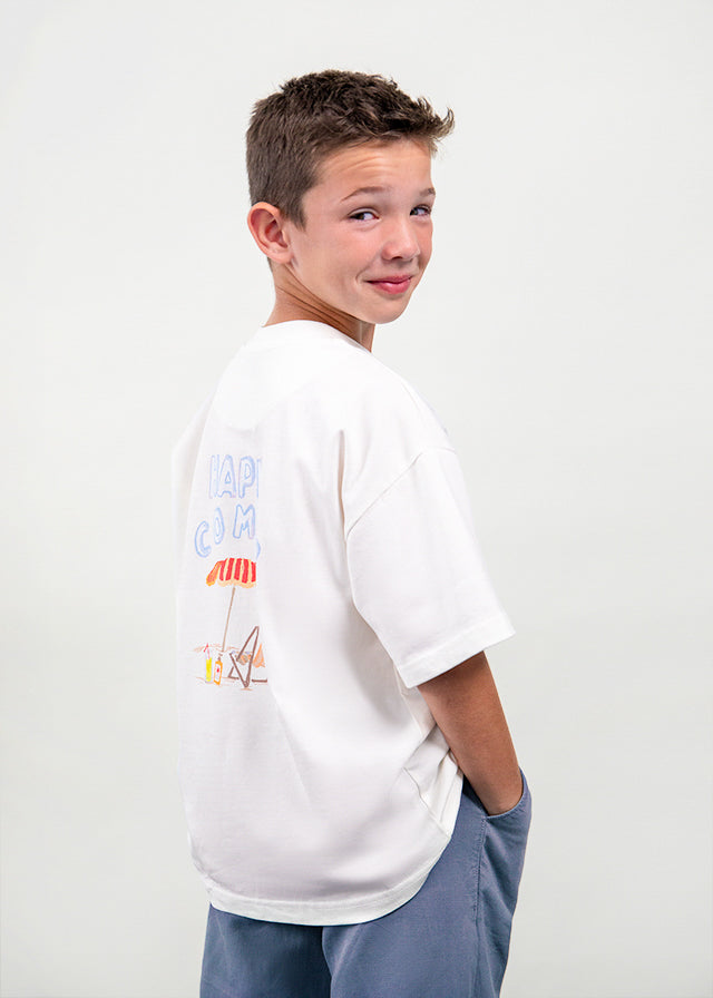 Camiseta M/c "happy Combo" - Nata