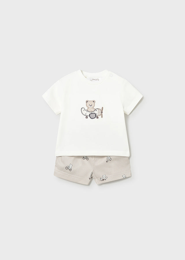 Conjunto 2 Piezas Osos Bermuda Rayas - Camel  - vista 2