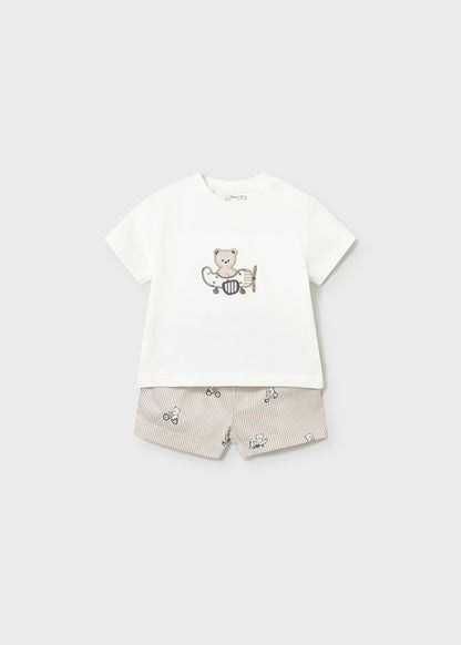 Conjunto 2 Piezas Osos Bermuda Rayas - Camel  - vista 2