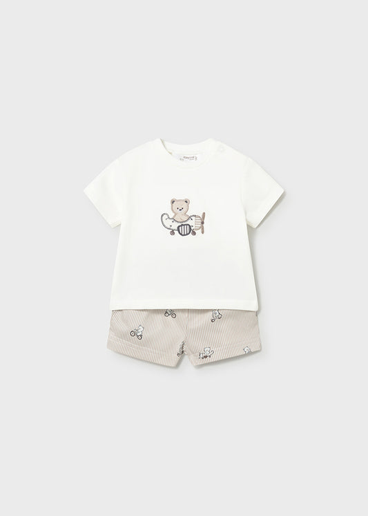 Conjunto 2 Piezas Osos Bermuda Rayas - Camel  - vista 2