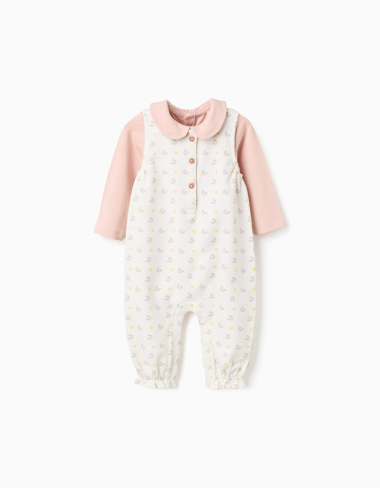 Set 2 Piezas Overol Alcoiris Y Body - Blanco