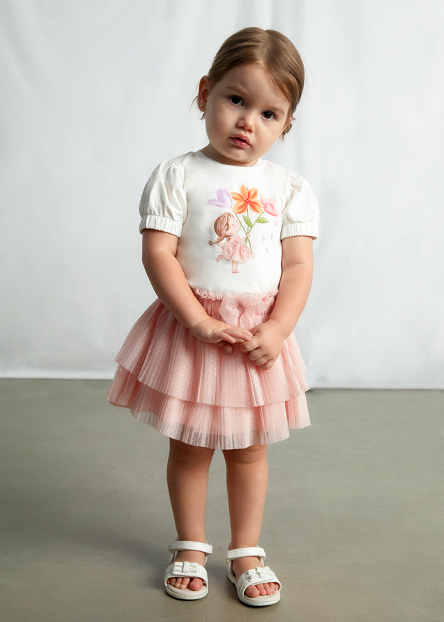 Conjunto Bailarina 2 Piezas Falda Tull Plisada Rosa - Beige - vista 3