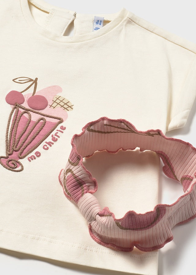 Conjunto Leggings Cerezas Con Diadema - Palo de rosa - vista 3