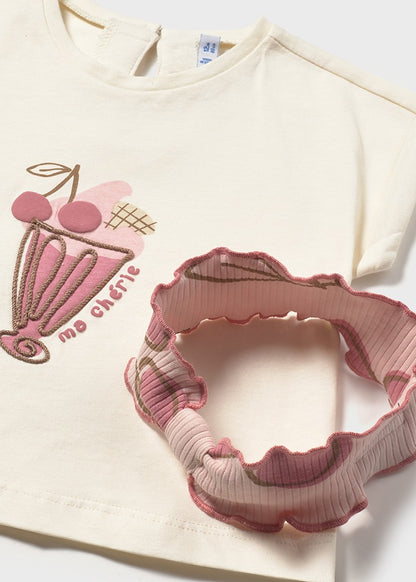 Conjunto Leggings Cerezas Con Diadema - Palo de rosa - vista 3