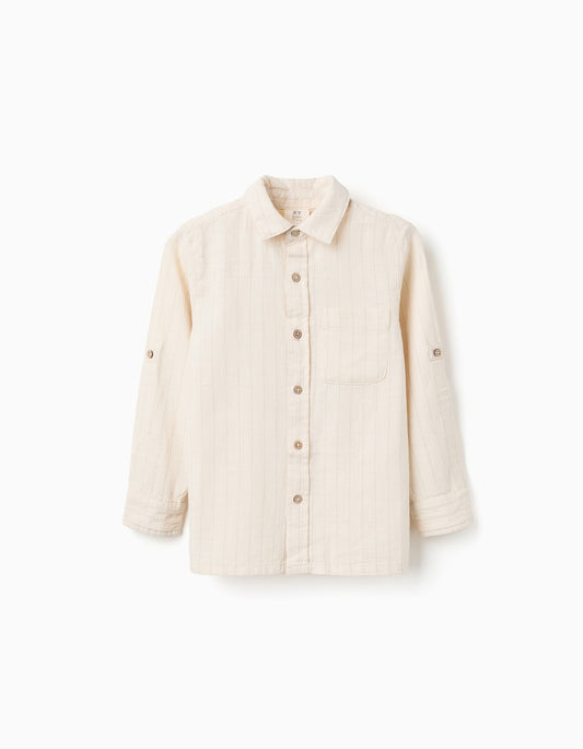 Camisa Lino Rayas - Beige
