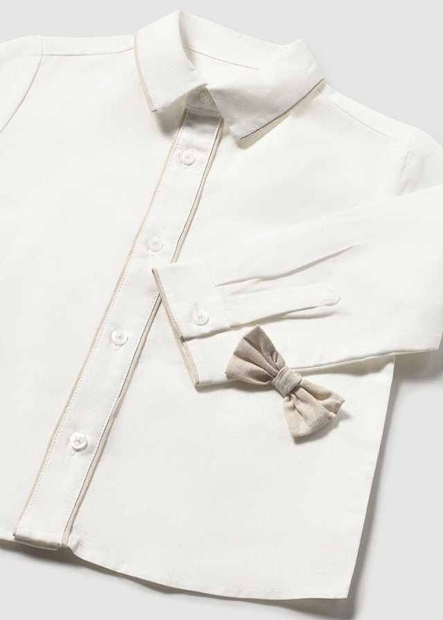 Camisa M/l Con Corbarin - Beige - vista 3