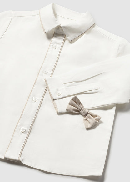 Camisa M/l Con Corbarin - Beige - vista 3