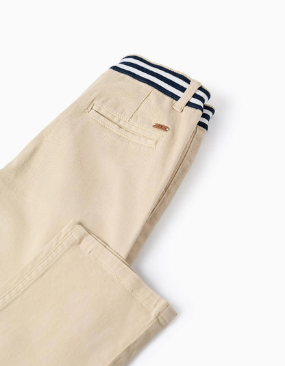 Pantalon Twill Beige Con Detalle En La Pretina - vista 4