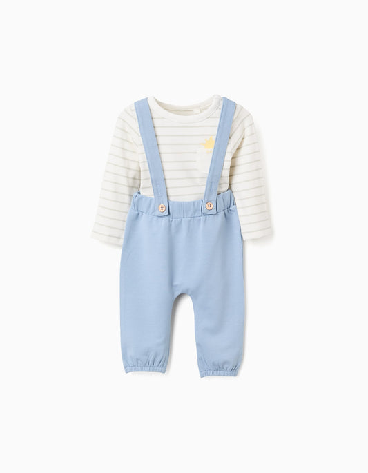 Conjunto 2 Piezas Body Y Pantalon Con Tiras - Azul Claro