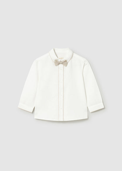 Camisa M/l Con Corbarin - Beige