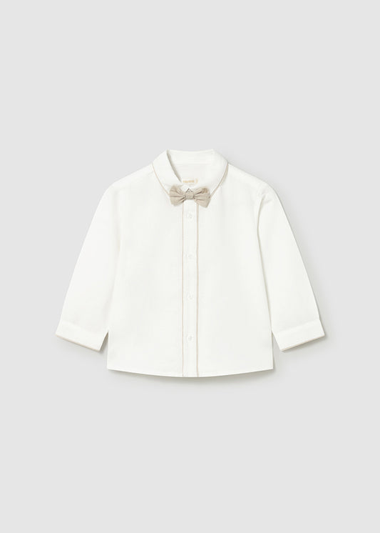 Camisa M/l Con Corbarin - Beige