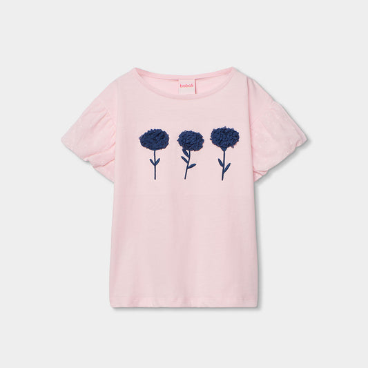 Camiseta Punto Bordado Flores En Relieve