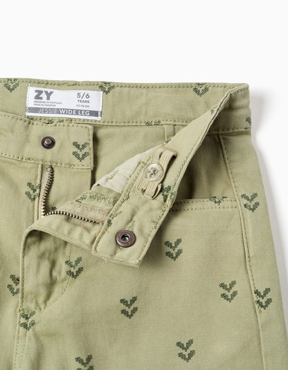 Pantalon Twill Verde Estampado - vista 3