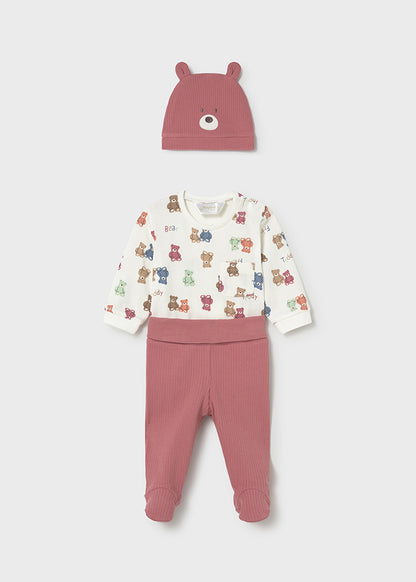 Conjunto 3 Piezas Body Osos Leggins Y Gorro - Terracota