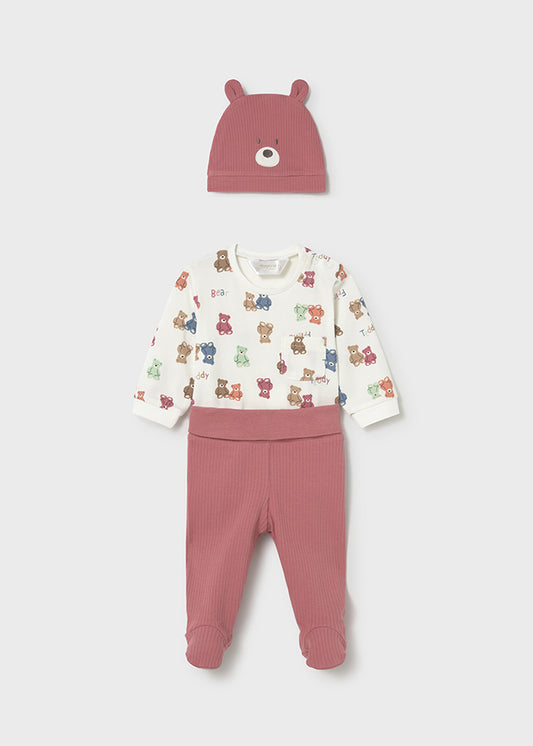 Conjunto 3 Piezas Body Osos Leggins Y Gorro - Terracota