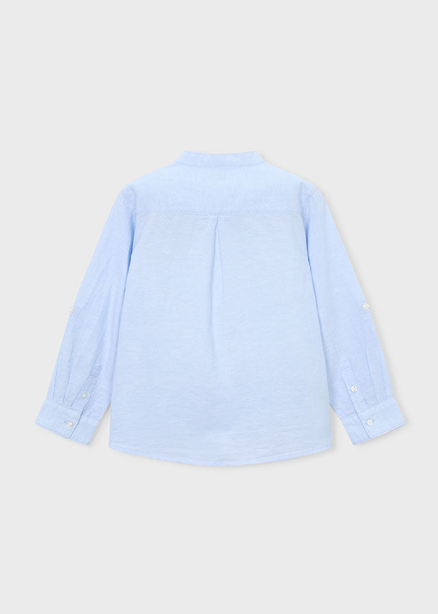 Camisa M/l Cuello Nerú Lino - Celeste - vista 3
