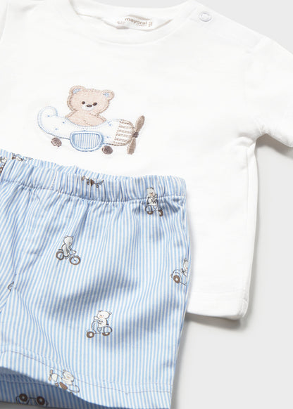 Conjunto 2 Piezas Osos Bermuda Rayas - Cielo - vista 3