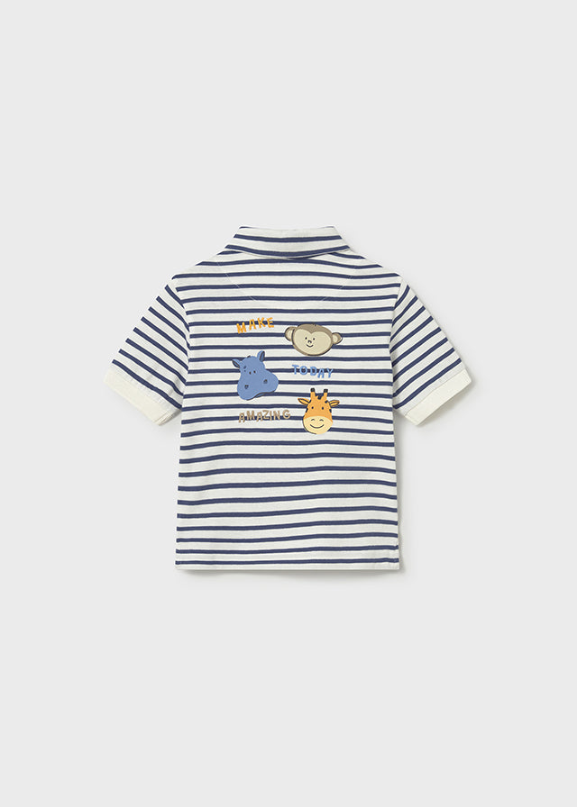 Camiseta Polo Animales Rayas Azul - Blanco - vista 2