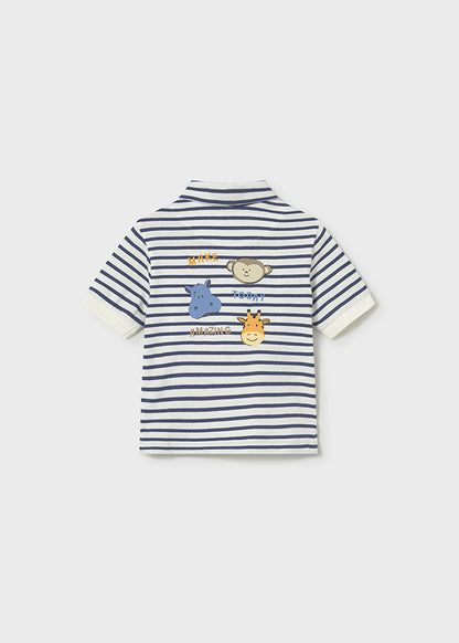 Camiseta Polo Animales Rayas Azul - Blanco - vista 2