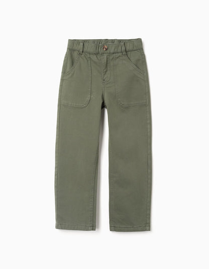 Pantalon Twill Dril Verde Militar Con Bolsillos - Verde Militar