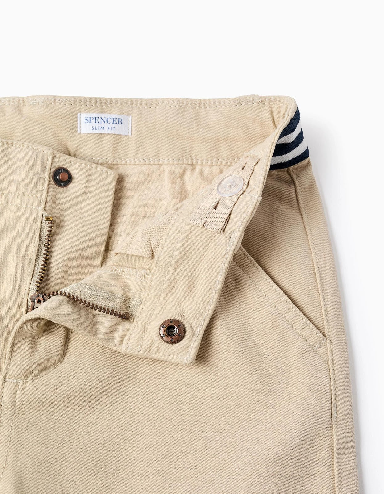 Pantalon Twill Beige Con Detalle En La Pretina - vista 3
