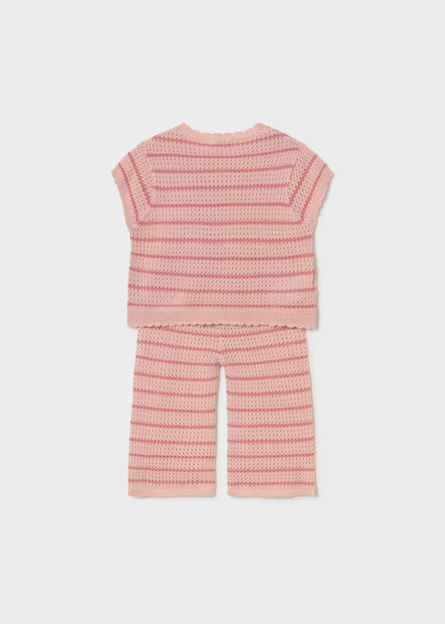 Conjunto Tejido Rosa Con Corazones - Rosado - vista 2