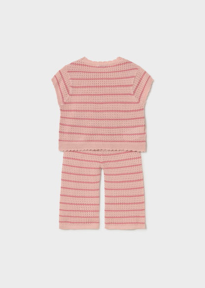 Conjunto Tejido Rosa Con Corazones - Rosado - vista 2