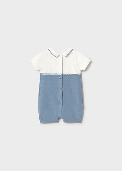 Mameluco Cuello Polo Tejido Combinado - Azul - vista 2