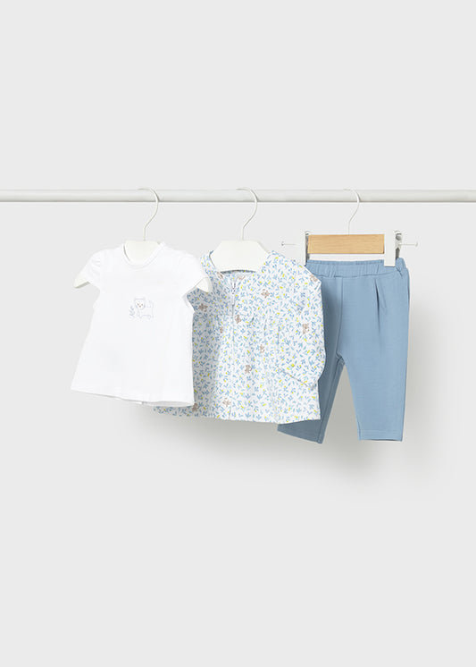 Conjunto 3 Piezas Flores - Azul